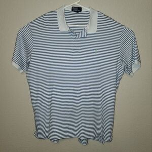 Polo Ralph Lauren Shirt Mens XL White Blue Short Sleeve Soft Golf Green Pony